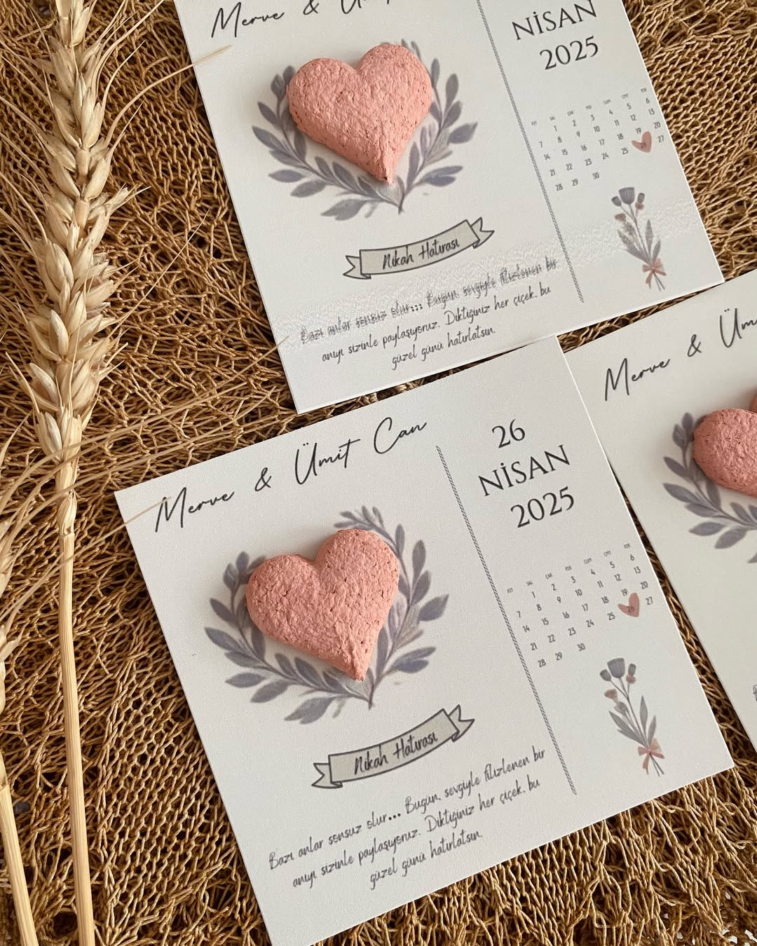 My Design - Pembe Kalpli Takvim Detaylı Tohum Kartı