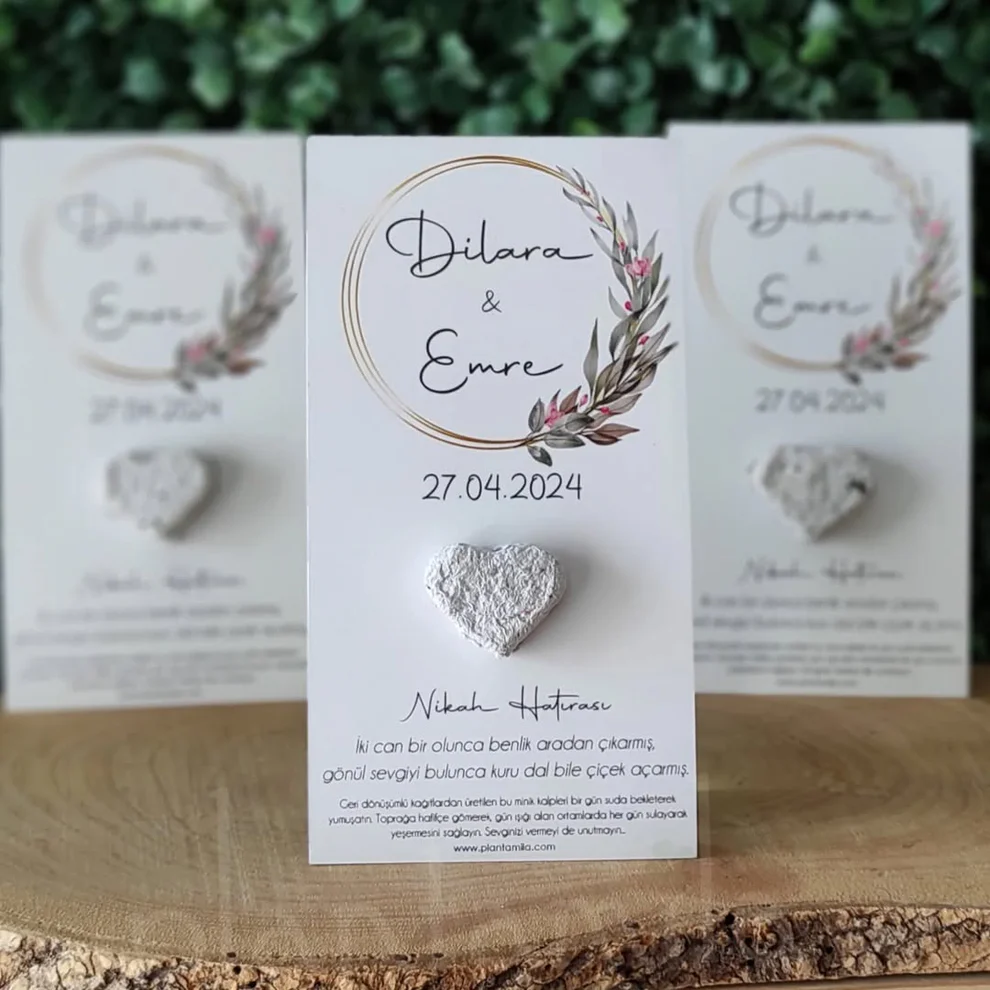 Plantamila - Halka Çiçek Detaylı Beyaz Tohum Kartı