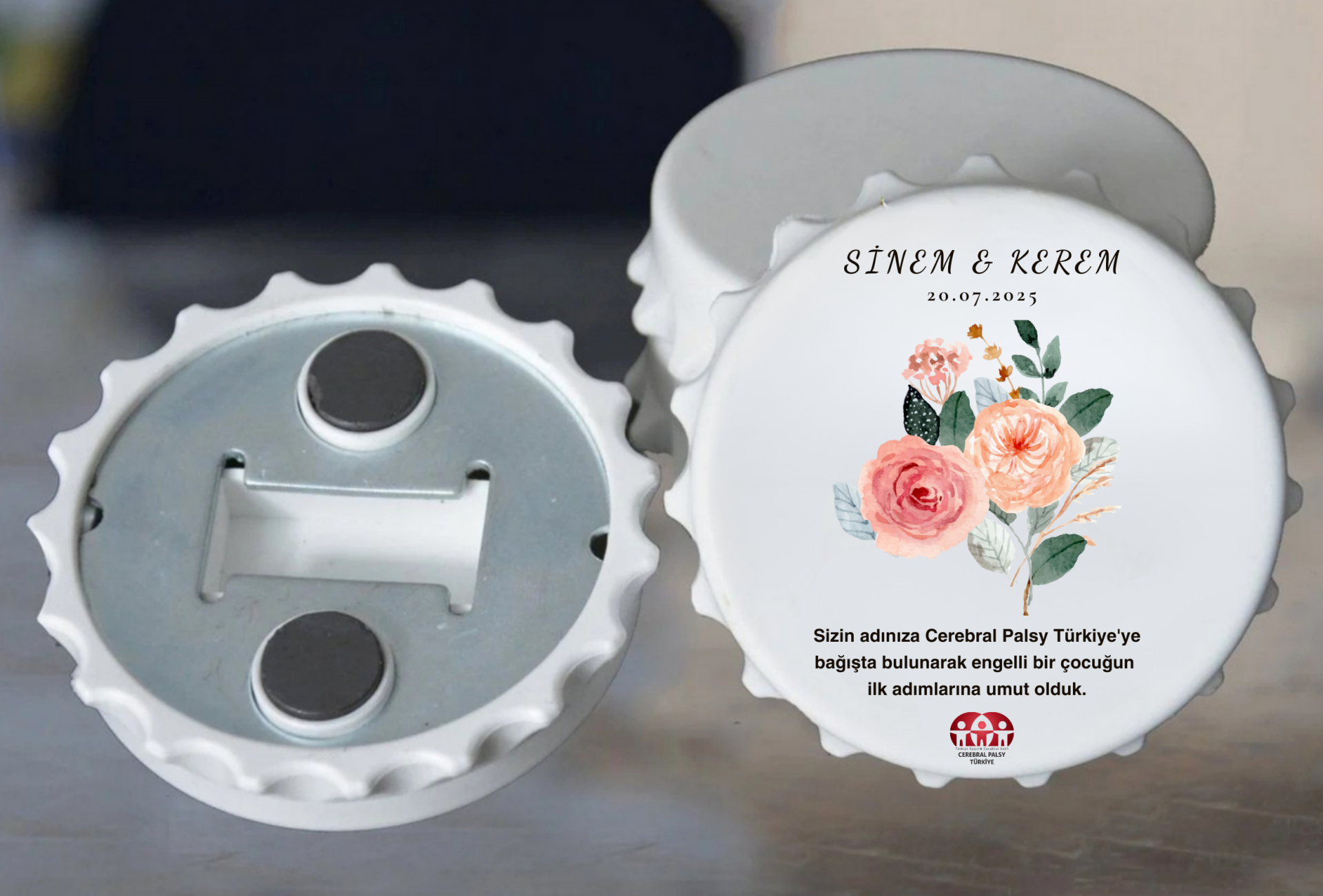 Türkiye Spastik Çocuklar Vakfı - Koyu Yeşil Yapraklı Çiçekli Açacak Magnet