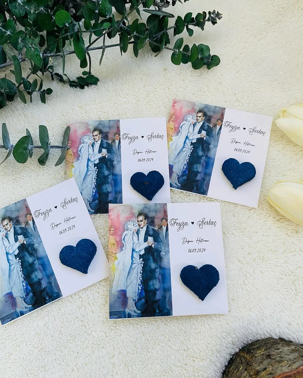 My Design - Lacivert Kalpli Atatürk & Latife Hanım Tohum Kartı