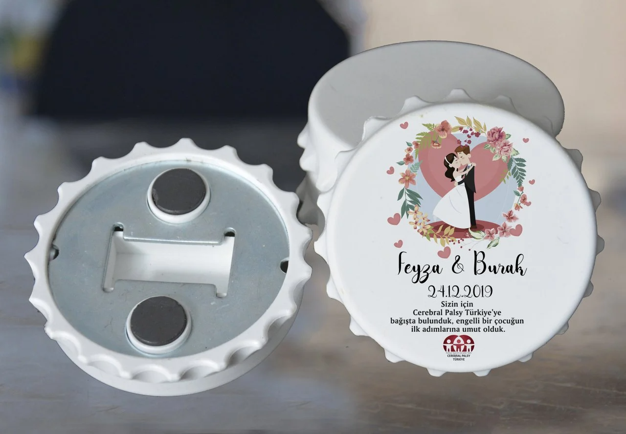 Türkiye Spastik Çocuklar Vakfı - Çiçekli Halka ve Kalp Detaylı Açacak Magnet