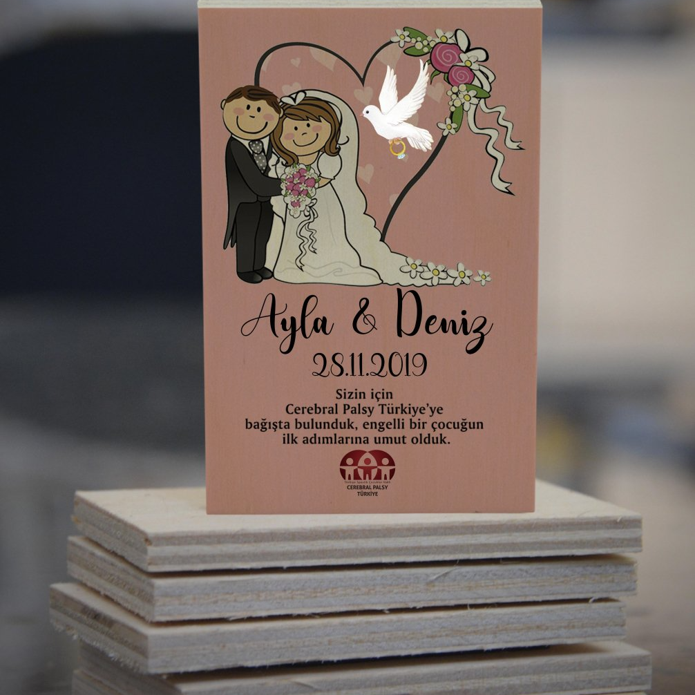 Türkiye Spastik Çocuklar Vakfı - Düğün Günü Ahşap Magnet