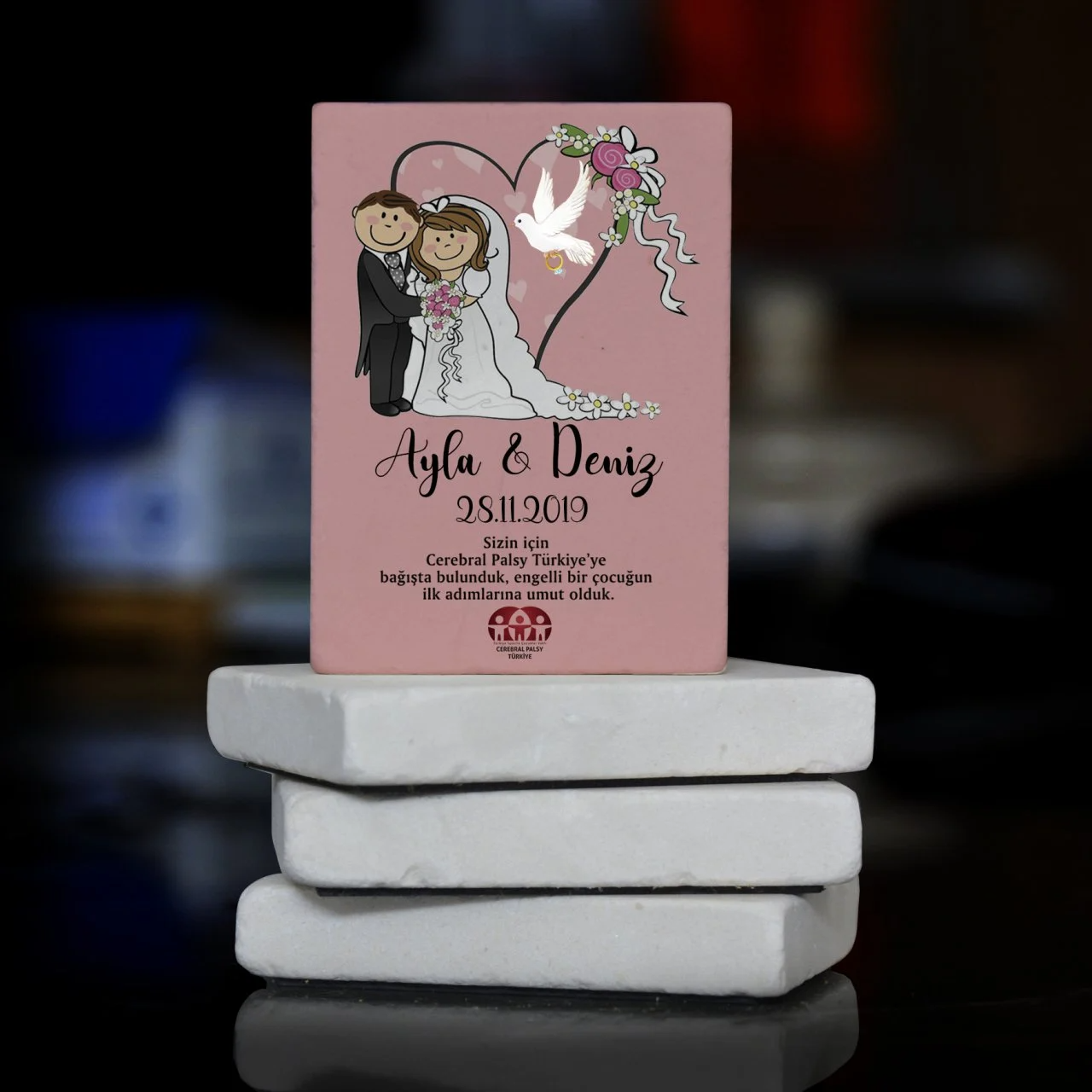 Türkiye Spastik Çocuklar Vakfı - Güvercin Detaylı Taş Magnet