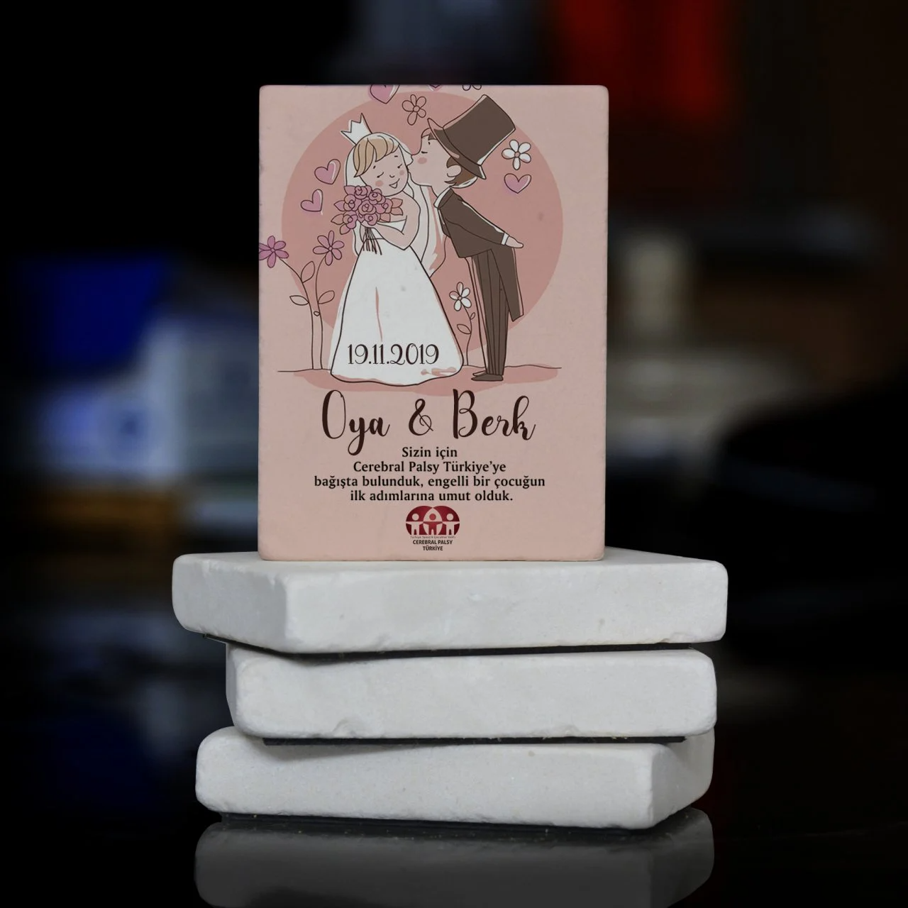 Türkiye Spastik Çocuklar Vakfı - Pembe Gelin & Damat Taş Magnet