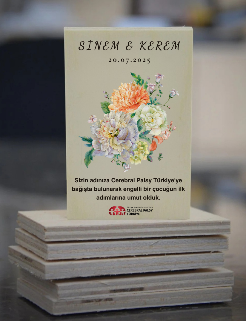 Türkiye Spastik Çocuklar Vakfı - Çiçek Buketi Ahşap Magnet