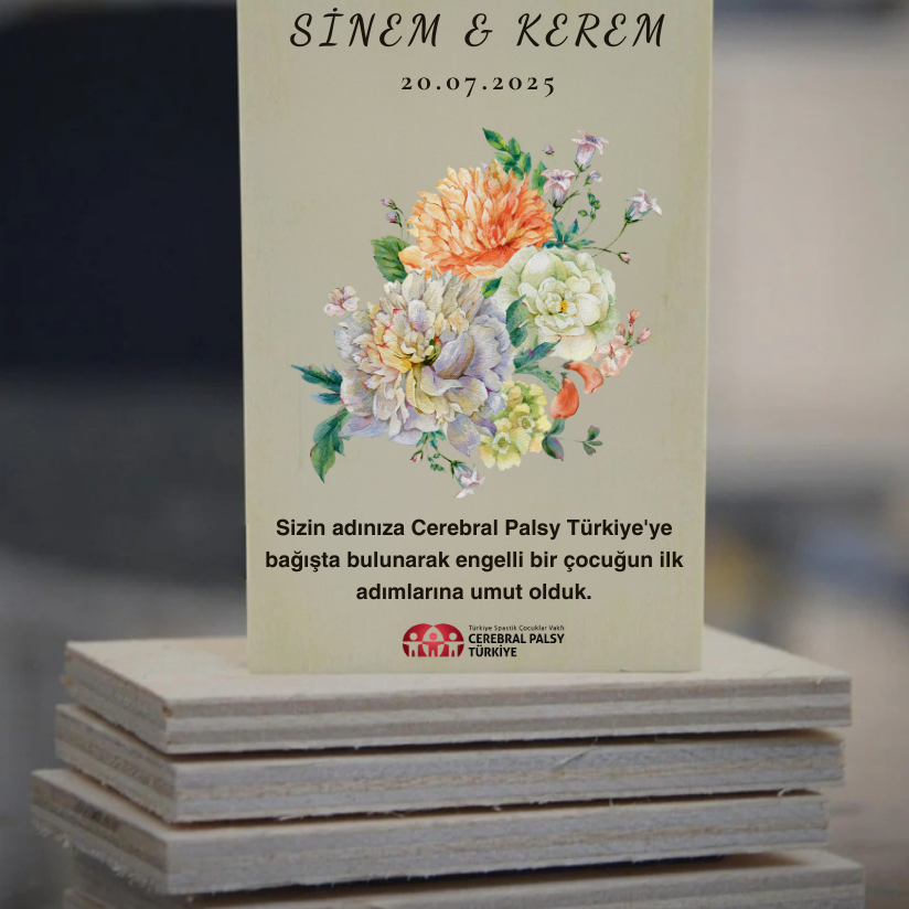 Türkiye Spastik Çocuklar Vakfı - Çiçek Buketi Ahşap Magnet