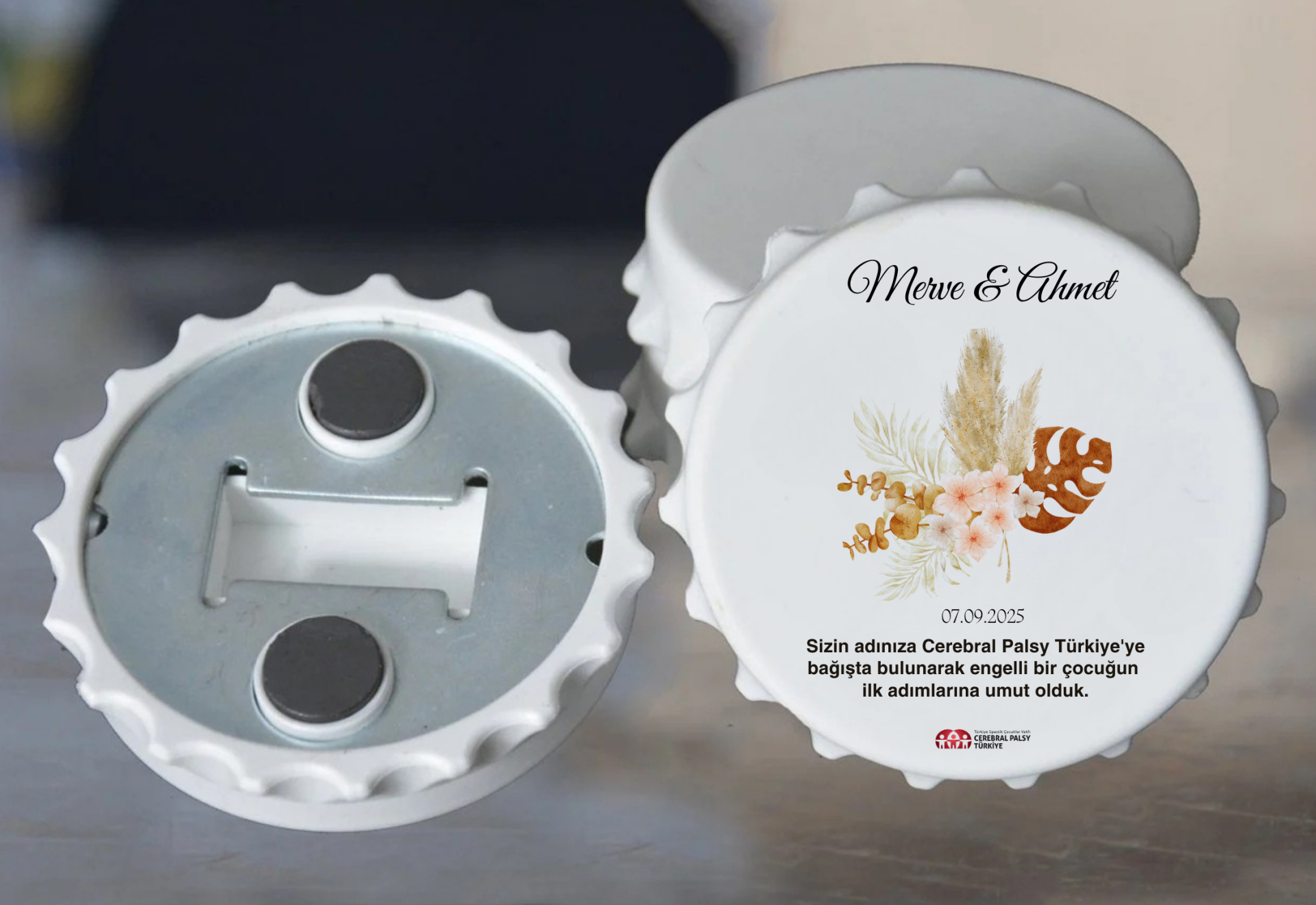 Türkiye Spastik Çocuklar Vakfı - Kahverengi Yapraklı Açacak Magnet