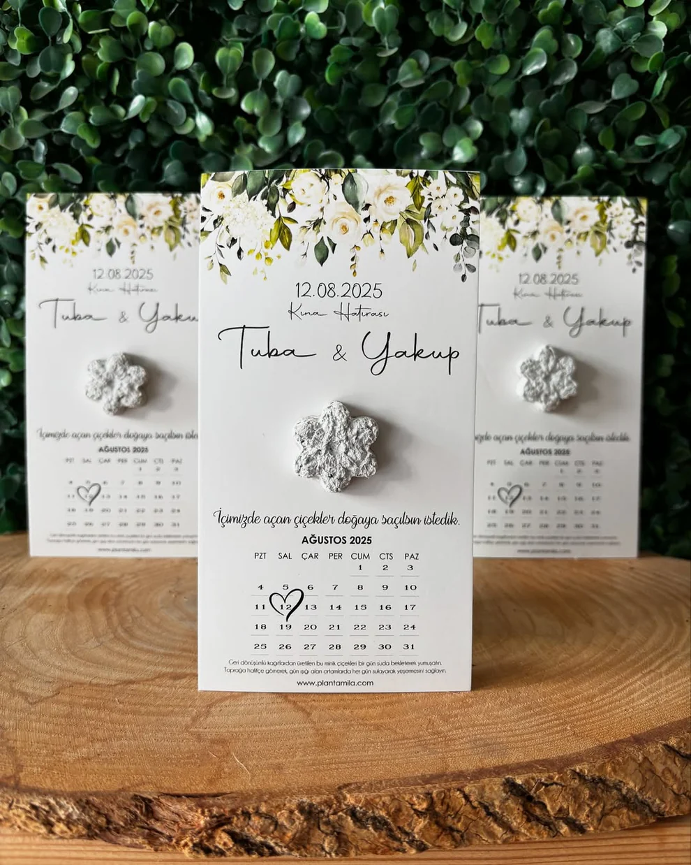 Plantamila - Takvimli Beyaz Çiçekli Tohum Kartı