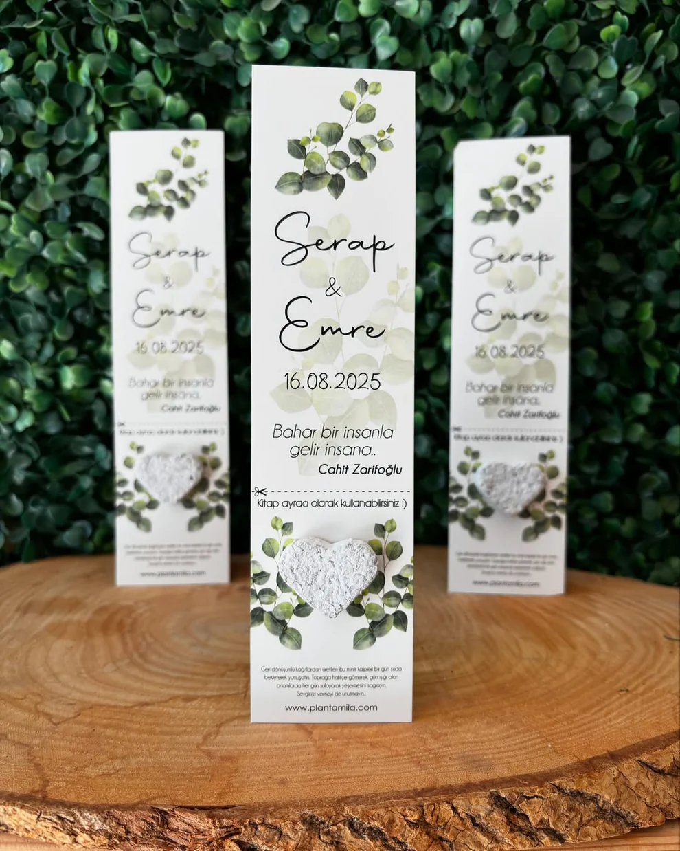 Plantamila - Beyaz Kalpli Yaprak Detaylı Kitap Ayracı Tohum Kartı