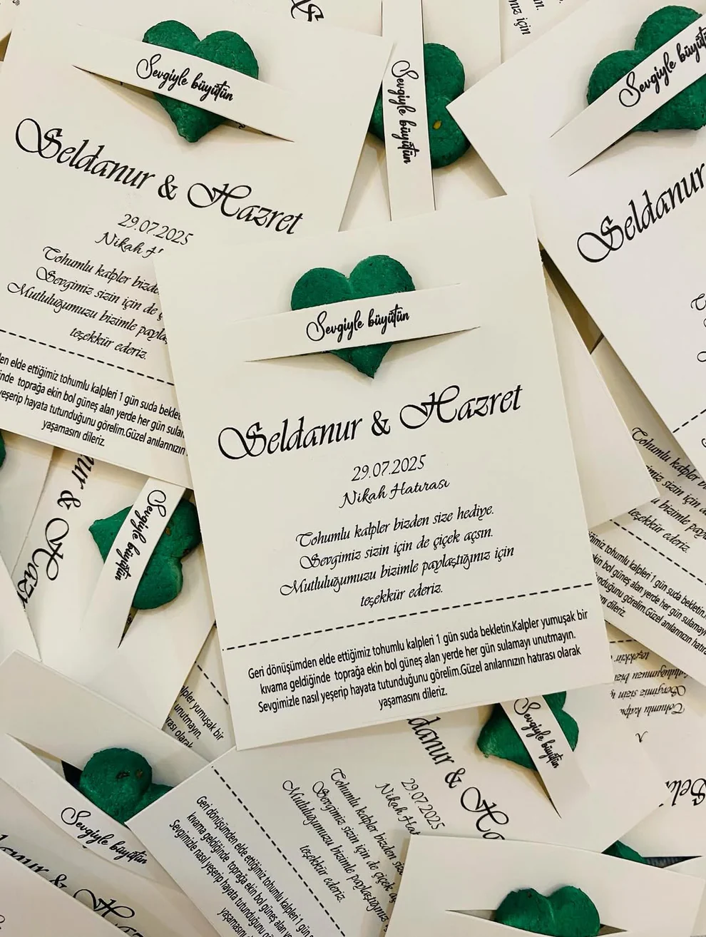 My Design - Yeşil Kalpli Cep Detaylı Tohum Kartı