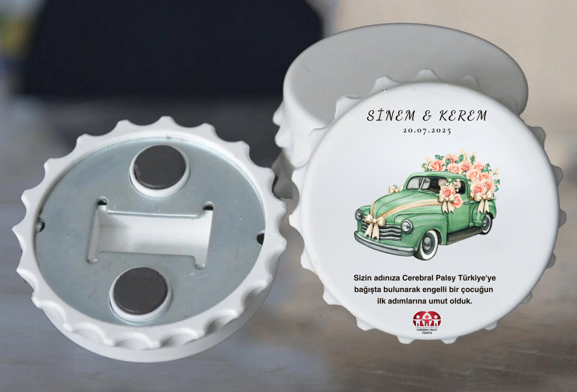 Türkiye Spastik Çocuklar Vakfı - Yeşil Gelin Arabalı Açacak Magnet