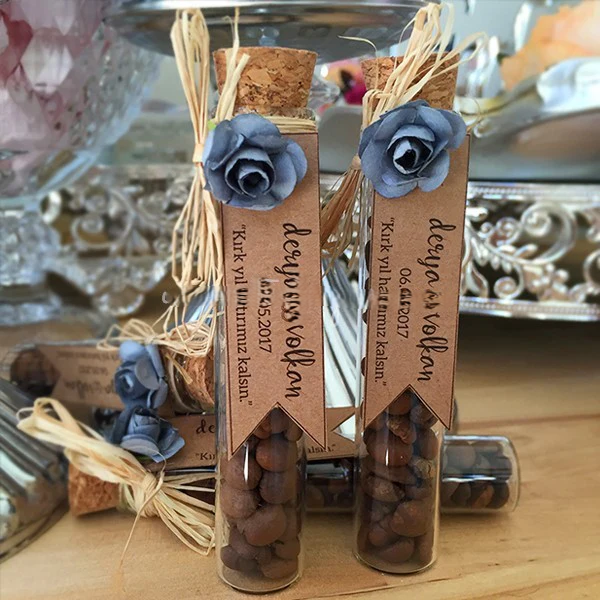 Cutie Fingers - Gri Gül Kahve Çekirdekli Cam Tüp