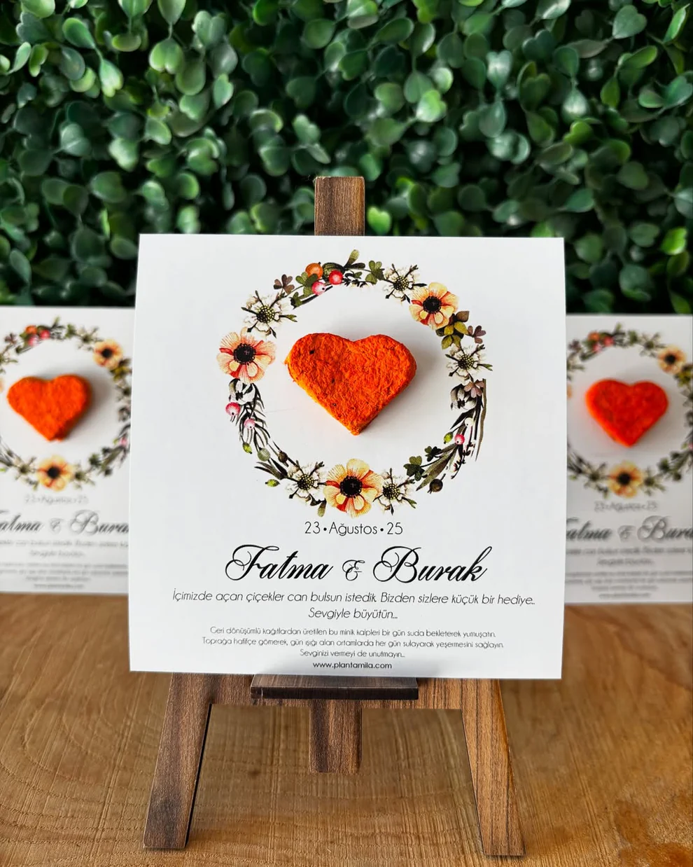Plantamila - Kırmızı Kalpli Çiçek Daireli Tohum Kartı
