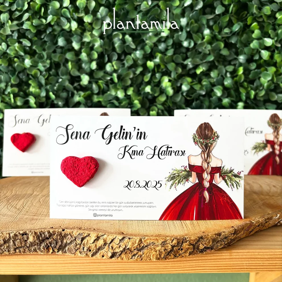 Plantamila - Kırmızı Kalpli Kına Hatırası Tohum Kartı