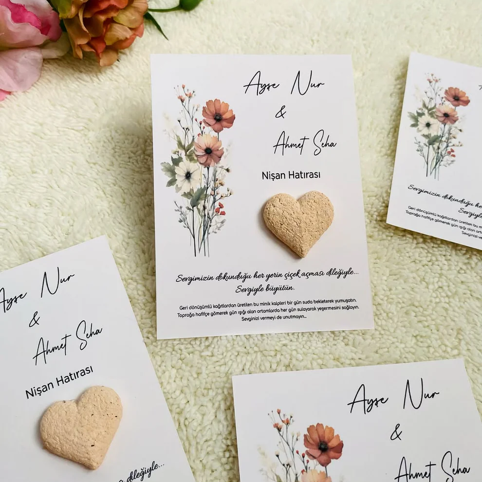 My Design - Krem Kalpli Çiçek Detaylı Tohum Kartı