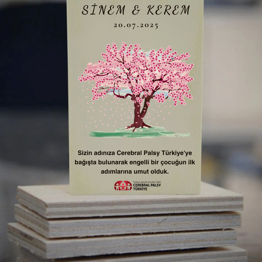Türkiye Spastik Çocuklar Vakfı - Sakura Detaylı Ahşap Magnet