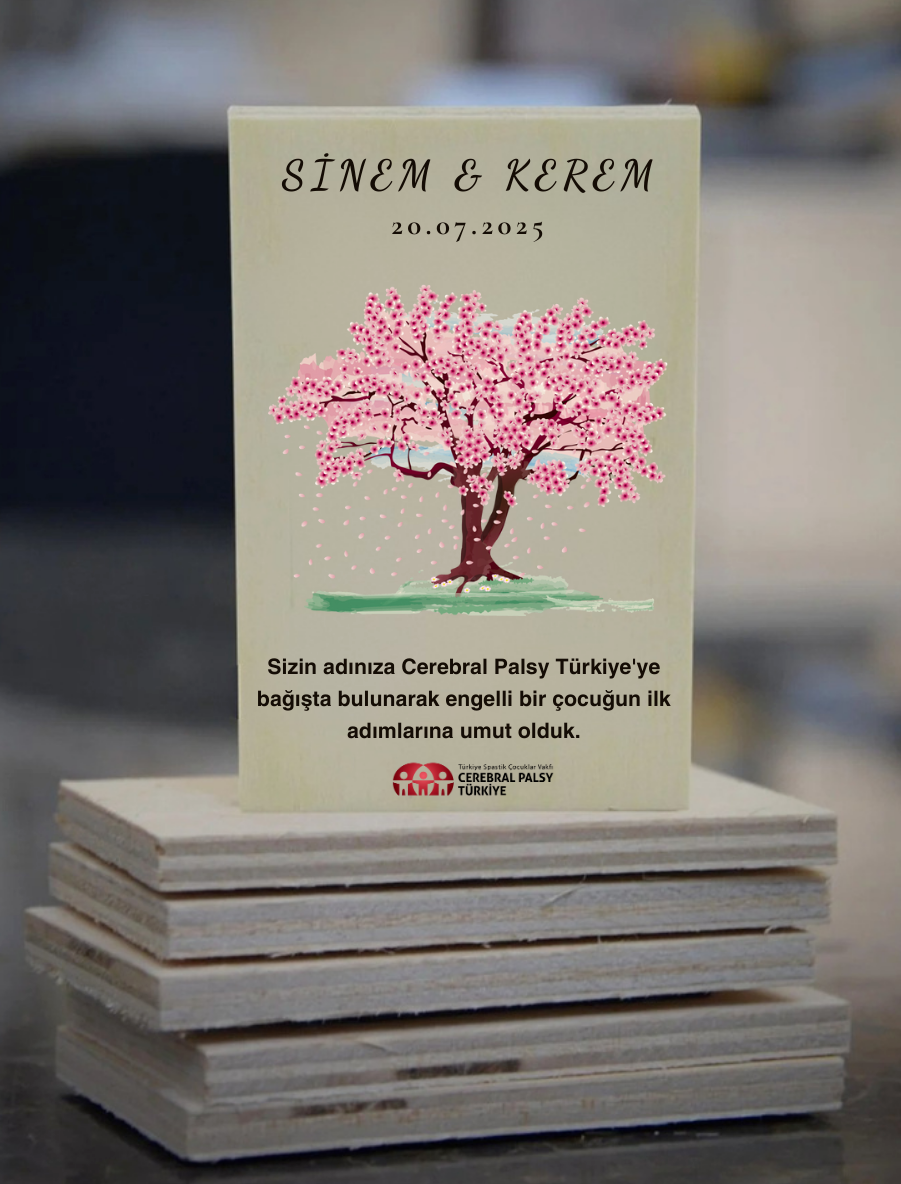 Türkiye Spastik Çocuklar Vakfı - Sakura Detaylı Ahşap Magnet