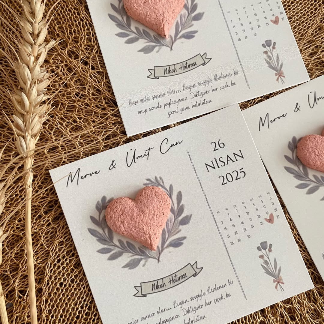 My Design - Pembe Kalpli Takvim Detaylı Tohum Kartı