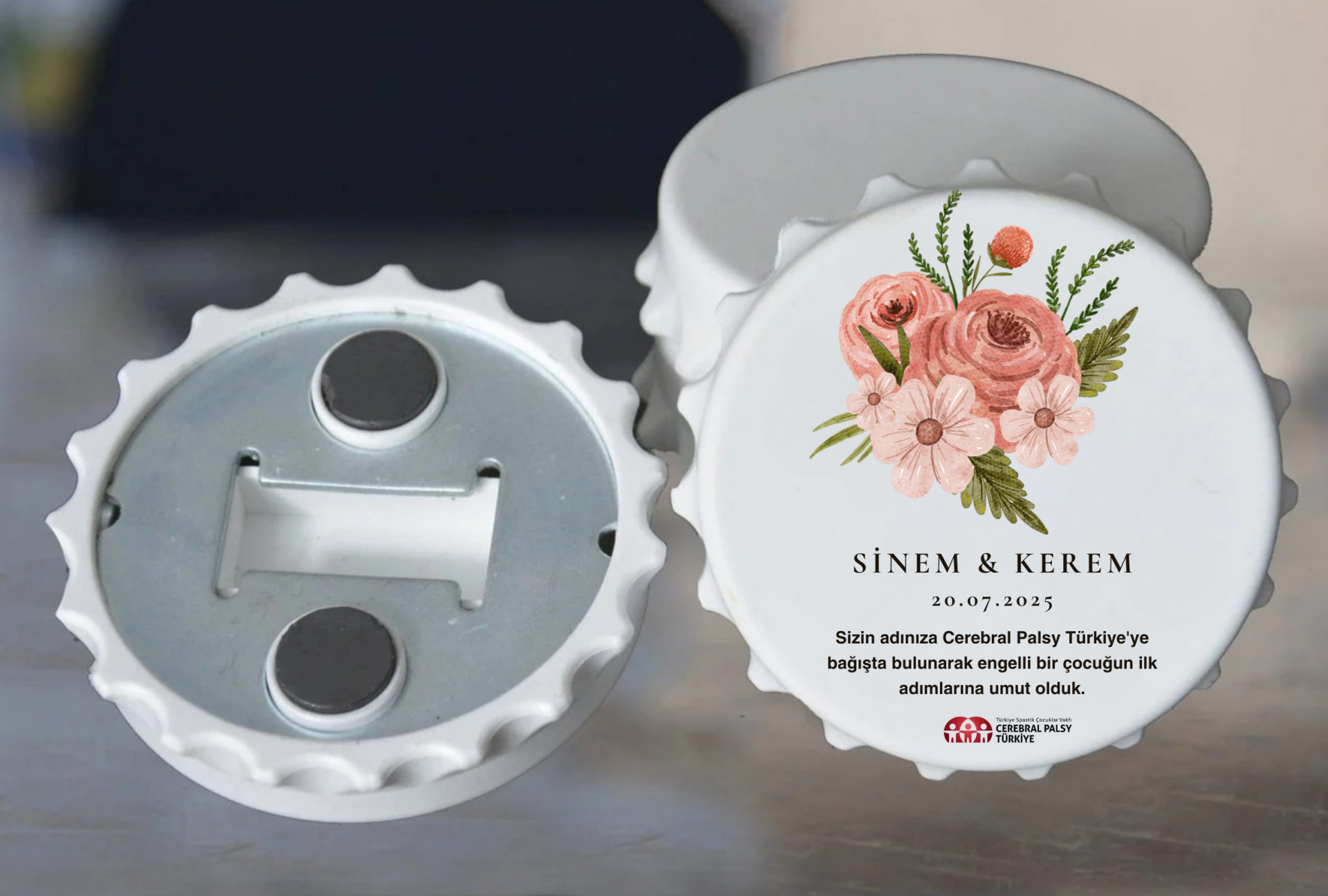 Türkiye Spastik Çocuklar Vakfı - Çiçek ve Yaprak Detaylı Açacak Magnet