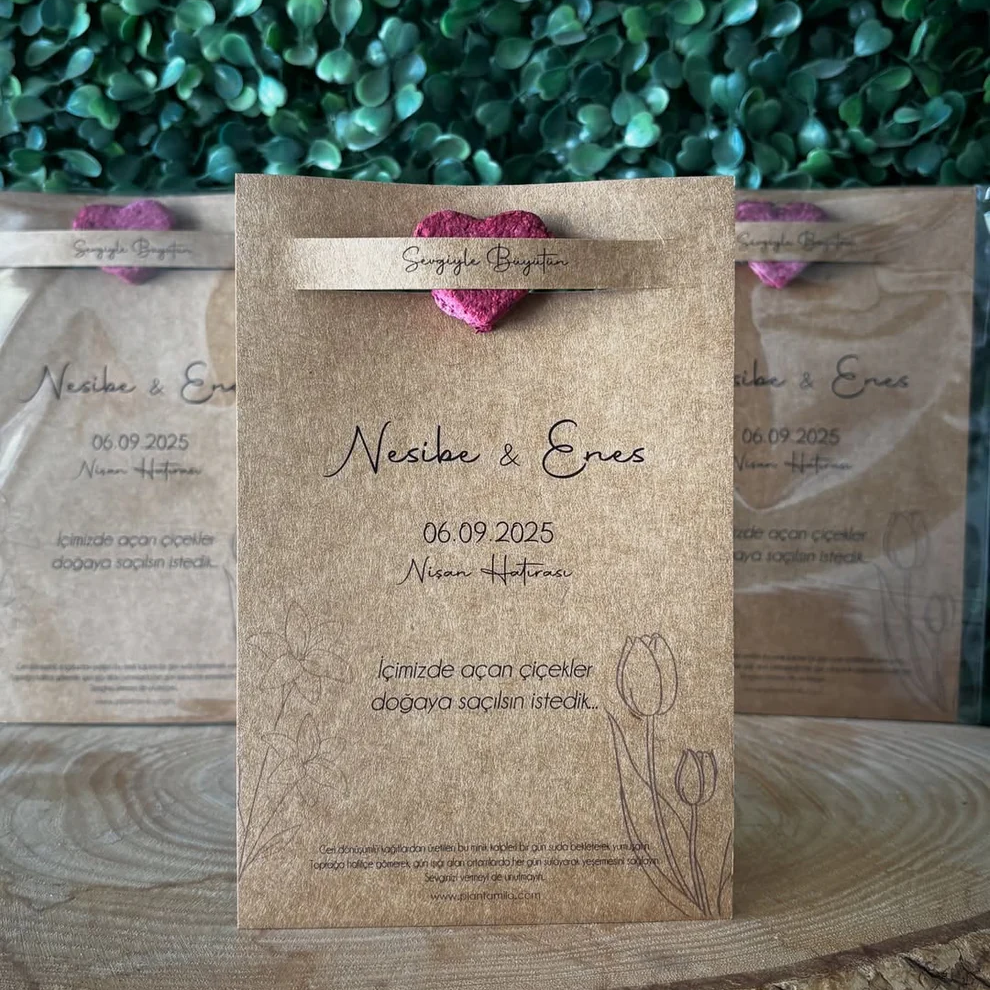 Plantamila - Kraft Kağıtlı Kırmızı Tohum Kartı