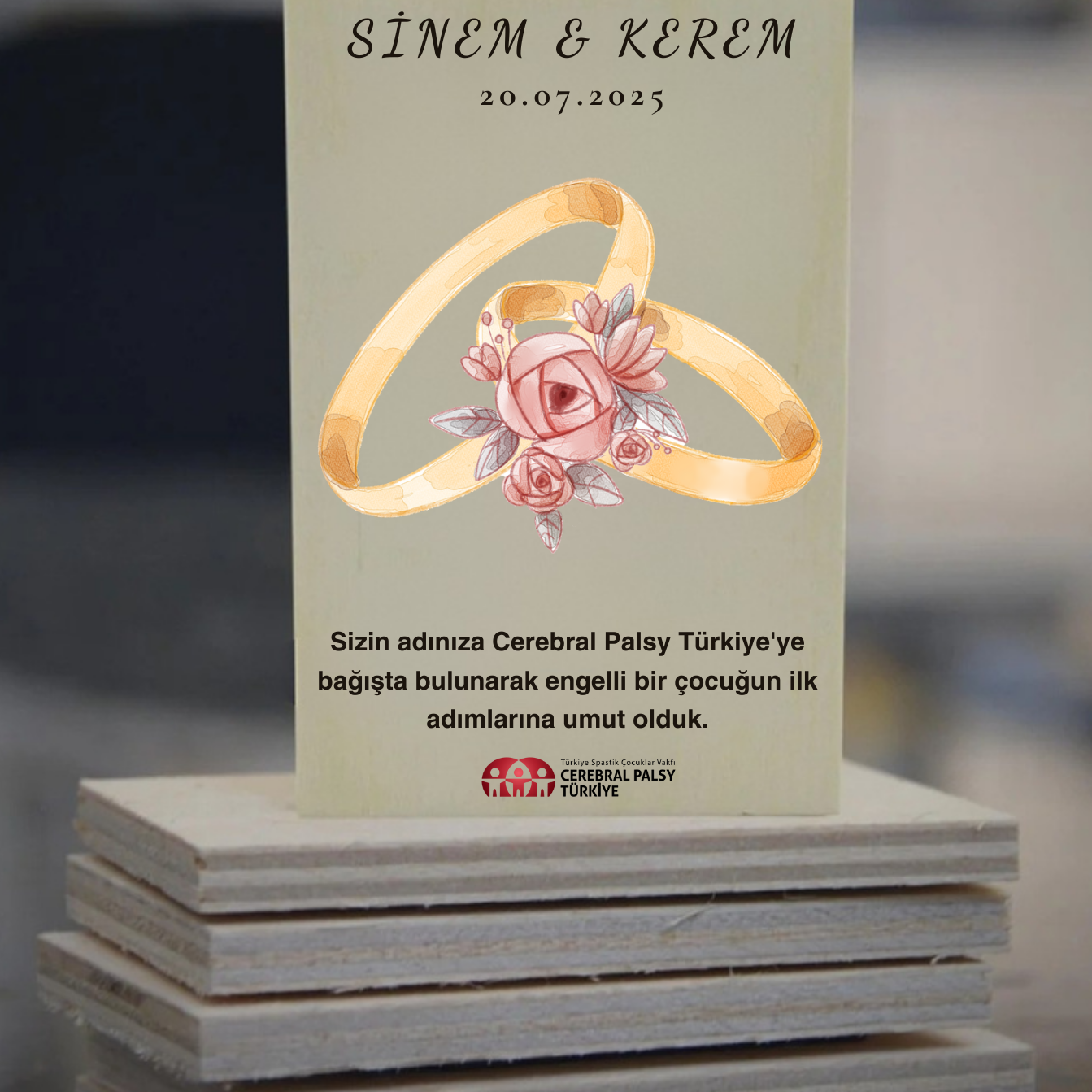 Türkiye Spastik Çocuklar Vakfı - Alyans Çizimli Ahşap Magnet