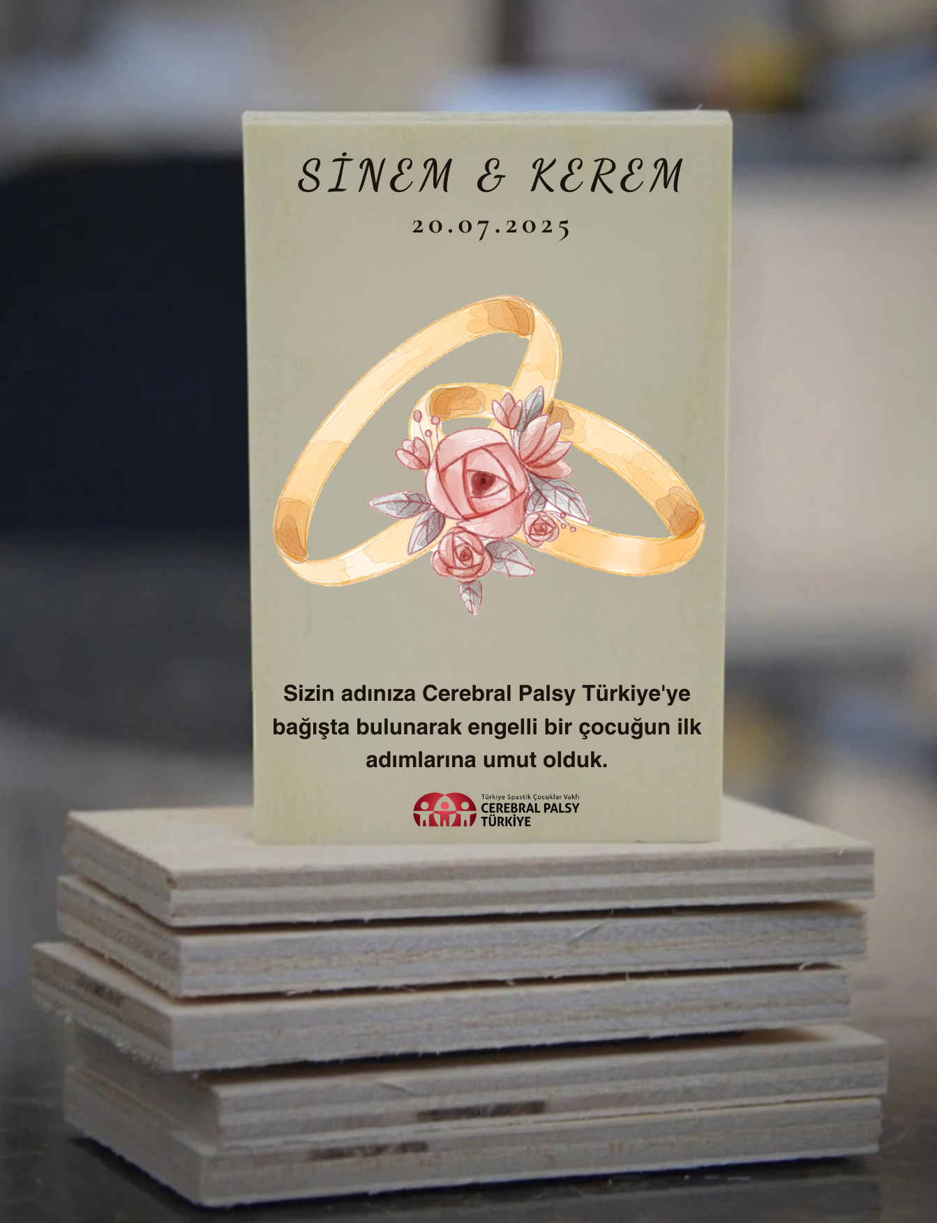 Türkiye Spastik Çocuklar Vakfı - Alyans Çizimli Ahşap Magnet