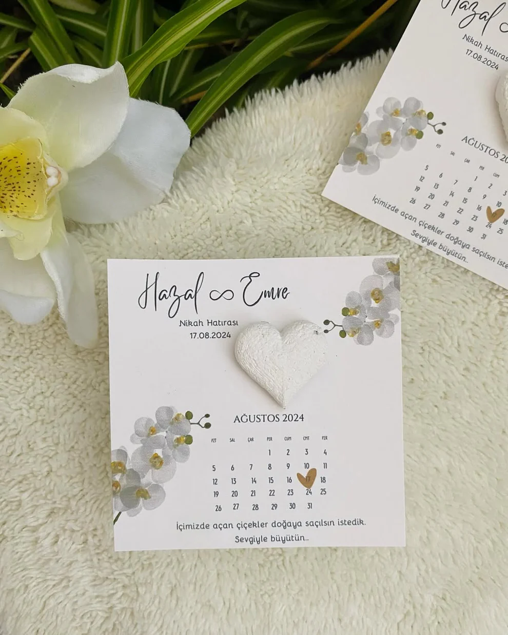 My Design - Beyaz Kalpli Takvim Detaylı Tohum Kartı