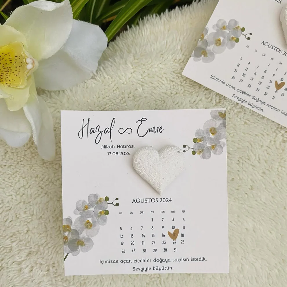 My Design - Beyaz Kalpli Takvim Detaylı Tohum Kartı