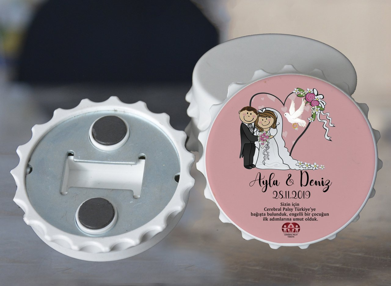 Türkiye Spastik Çocuklar Vakfı - Pembe Temalı Nikah Açacak Magnet