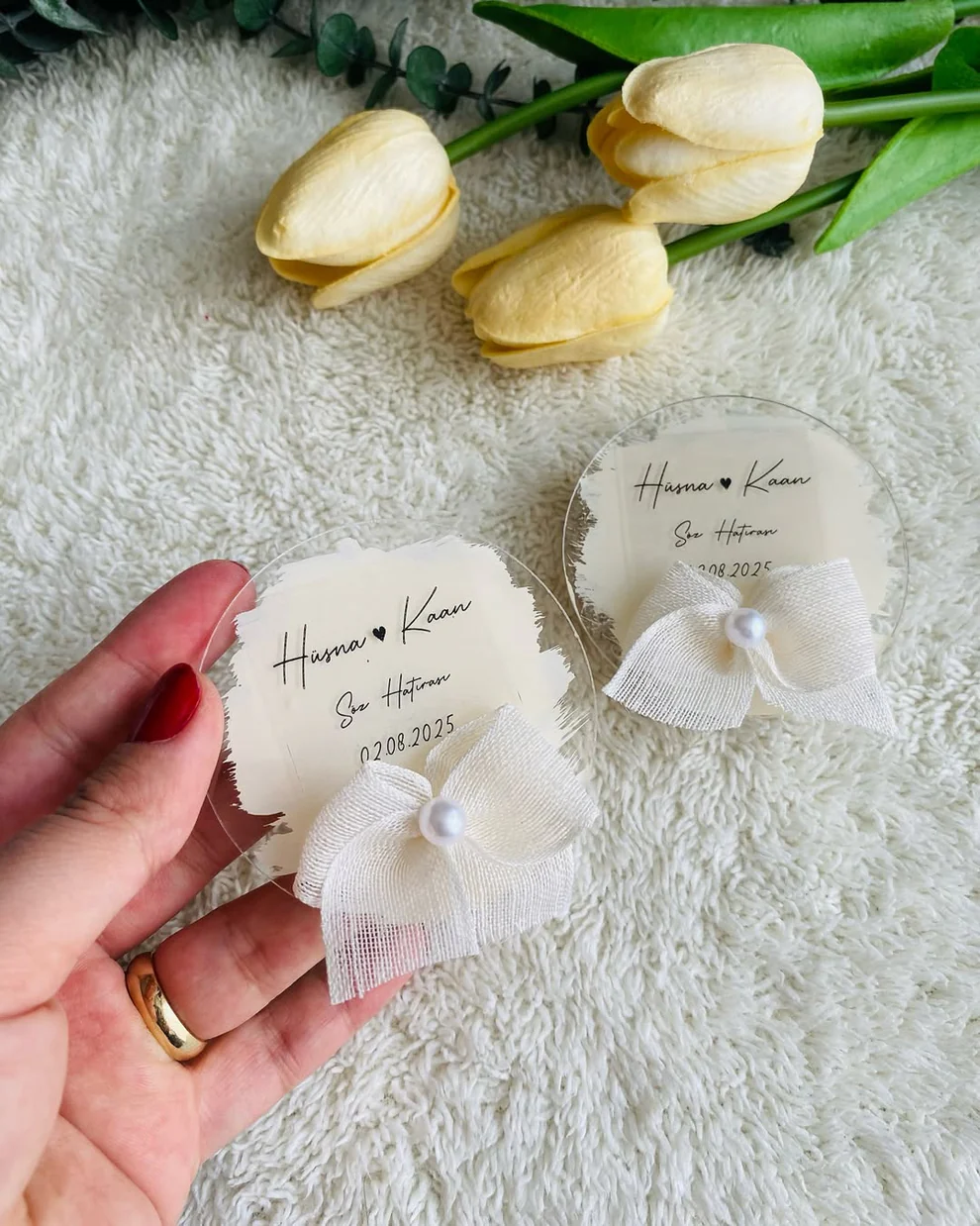 My Design - Yuvarlak Kurdeleli Pleksi Magnet