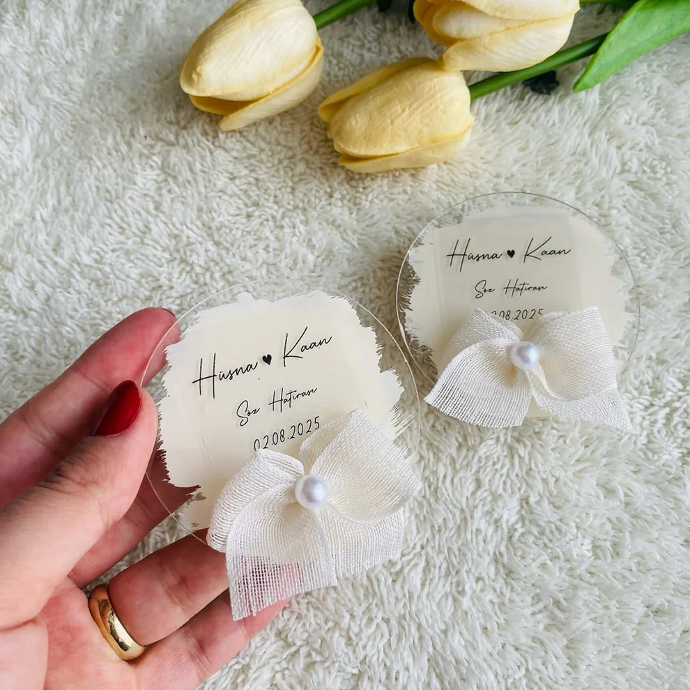 My Design - Yuvarlak Kurdeleli Pleksi Magnet