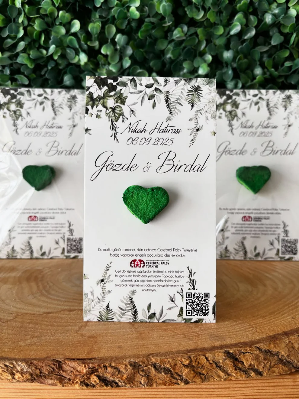 Plantamila - Yeşil Kalpli Desenli Tohum Kartı