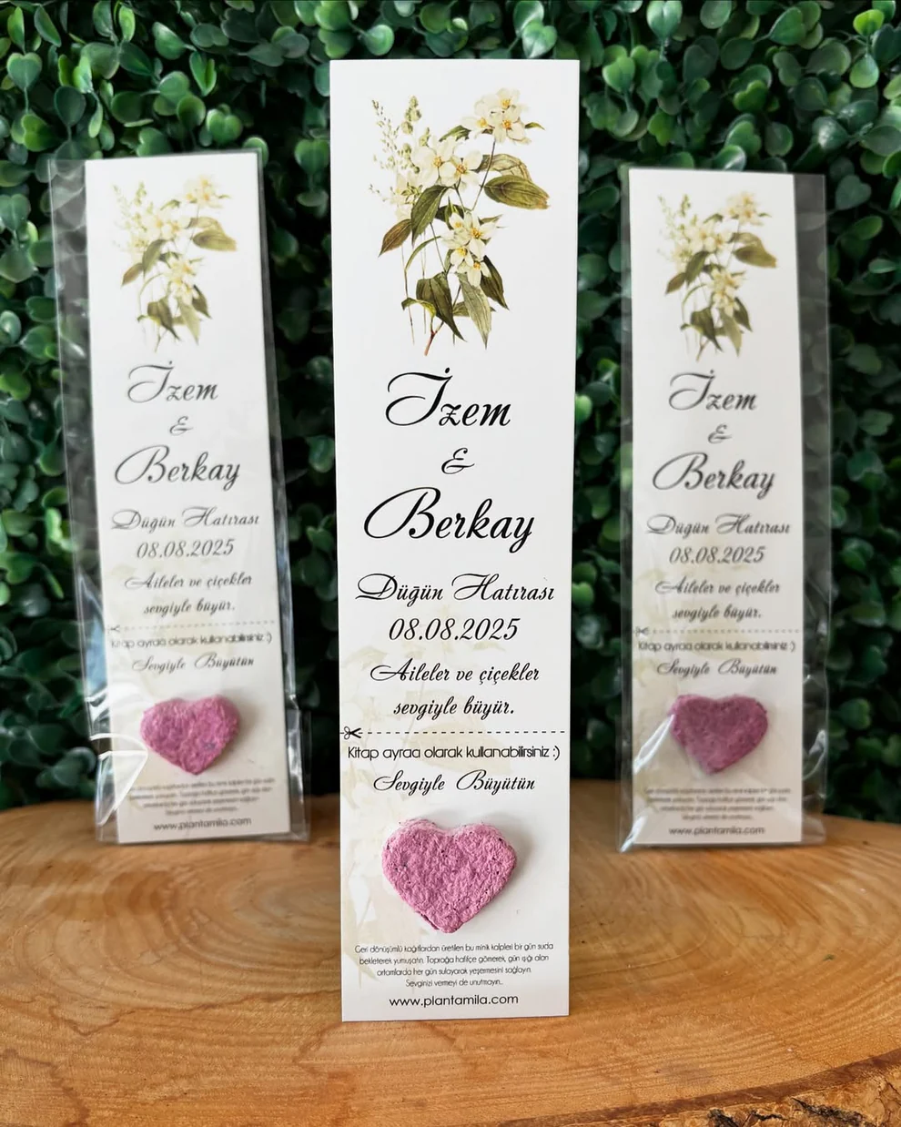 Plantamila - Pembe Kalpli Çiçek Detaylı Kitap Ayracı Tohum Kartı