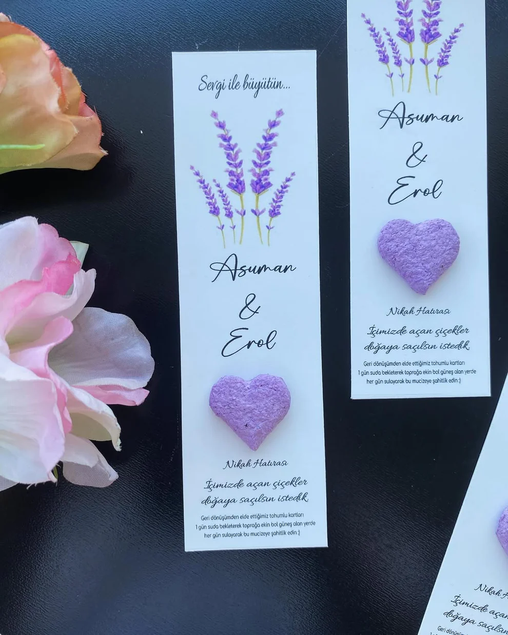 My Design - Lila Kalpli Lavanta Detaylı Kitap Ayracı Tohum Kartı