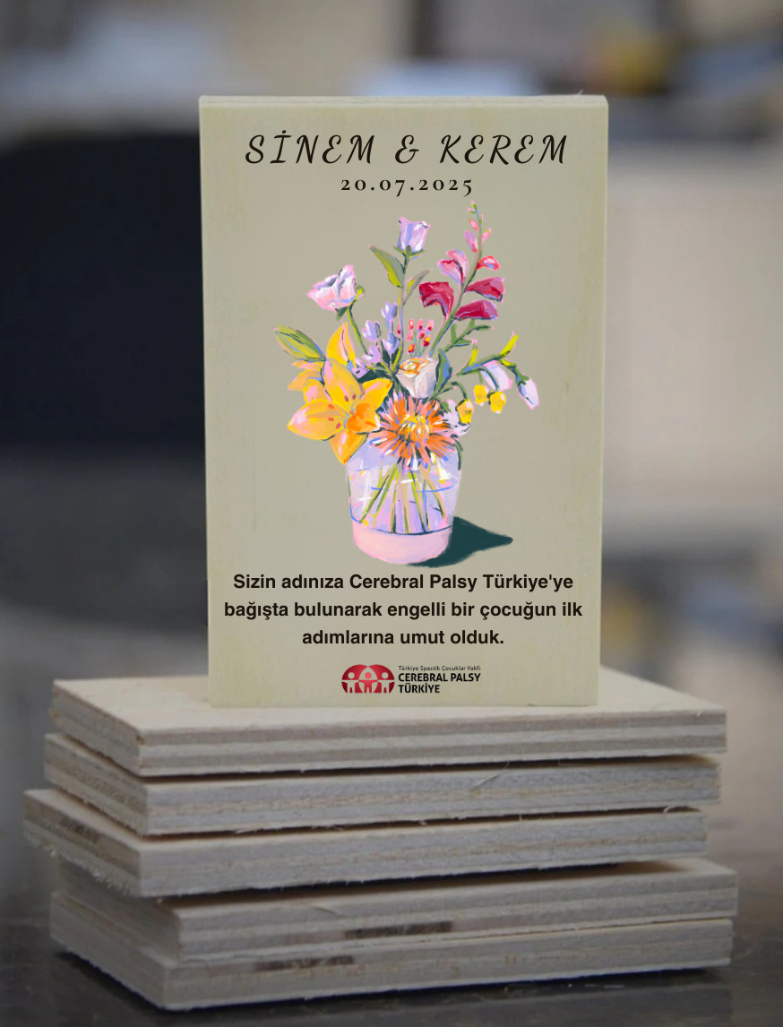 Türkiye Spastik Çocuklar Vakfı - Vazoda Çiçekler Ahşap Magnet