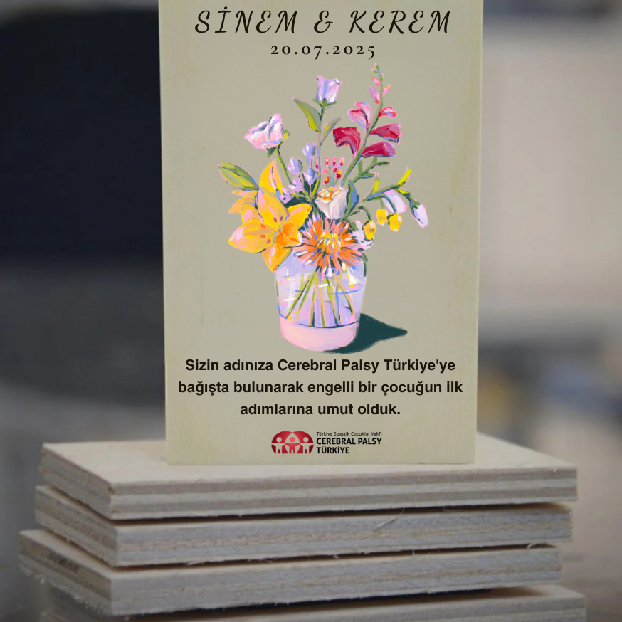 Türkiye Spastik Çocuklar Vakfı - Vazoda Çiçekler Ahşap Magnet