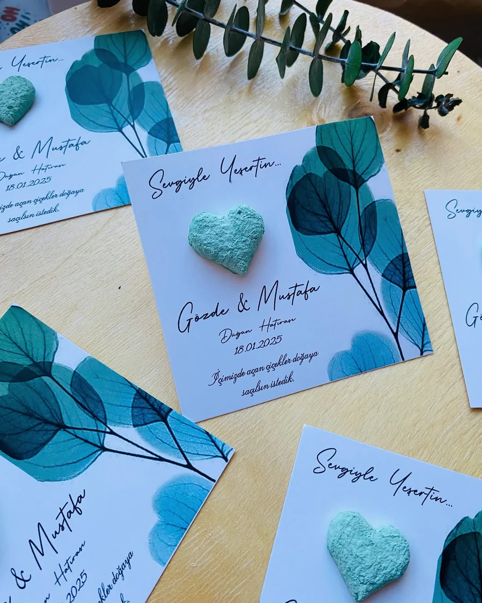 My Design - Yeşil Kalpli Çiçek Detaylı Tohum Kartı