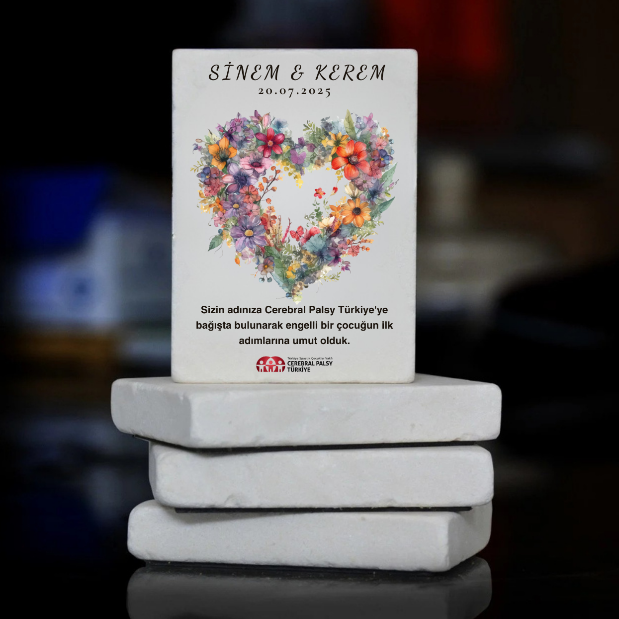Türkiye Spastik Çocuklar Vakfı - Çiçek Çemberi Desenli Taş Magnet