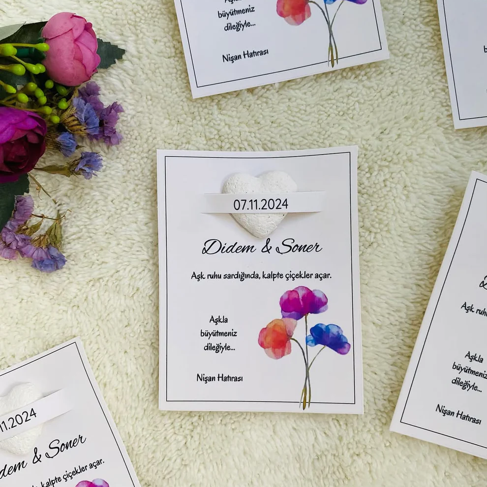 My Design - Beyaz Kalpli Cep Detaylı Tohum Kartı