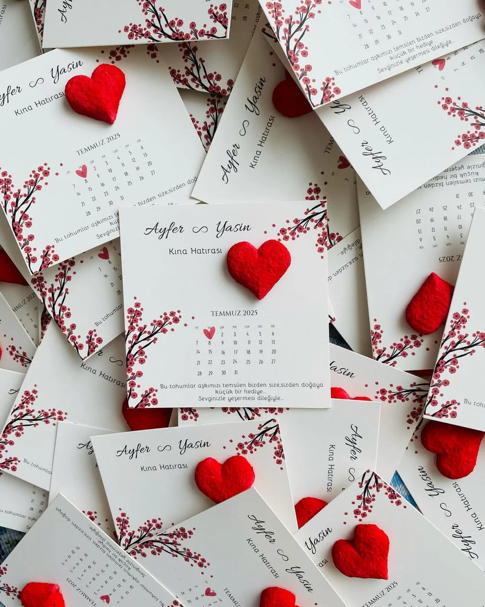 My Design - Kırmızı Kalpli Takvim Detaylı Tohum Kartı