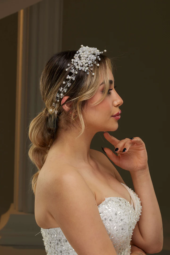 Gelinaksesuari - Kristal ve Boncuk Detaylı Gelin Saç Aksesuarı | 141