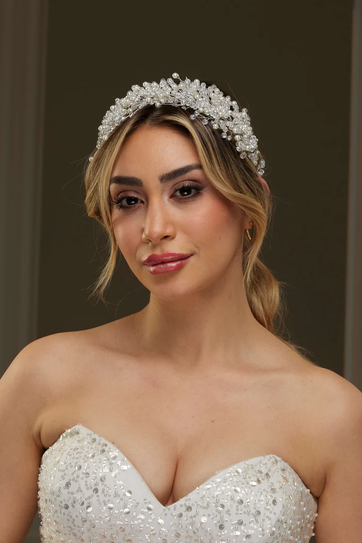 Gelinaksesuari - Kristal ve Boncuk Detaylı Gelin Saç Aksesuarı | 141