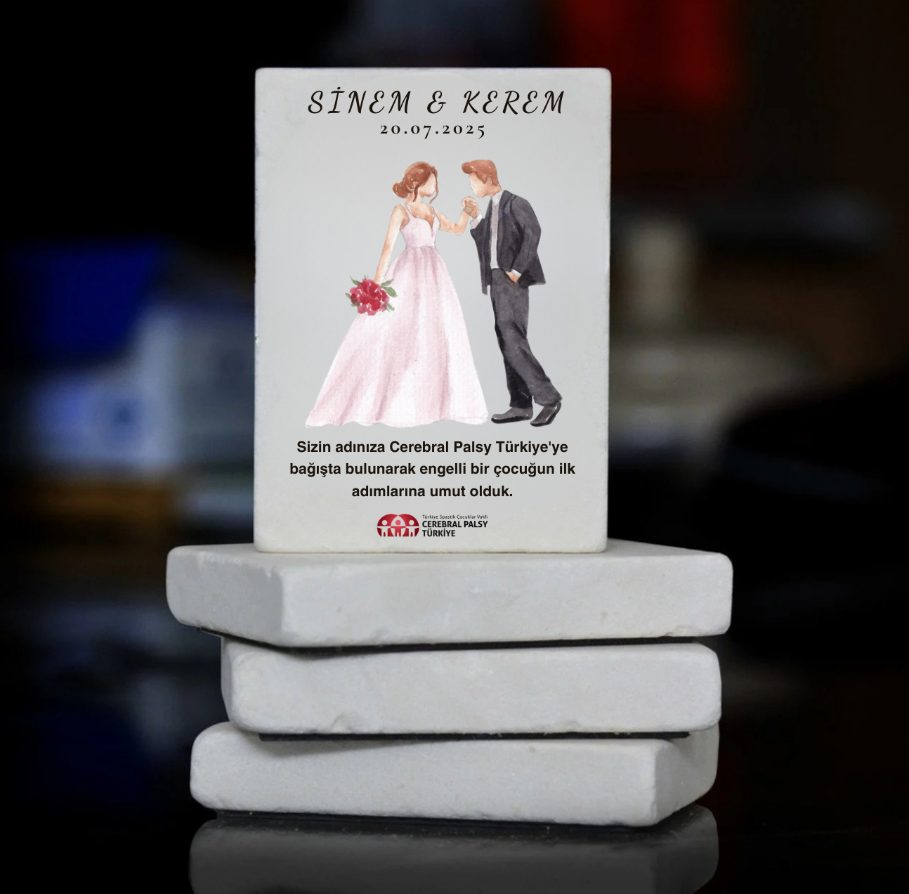 Türkiye Spastik Çocuklar Vakfı - Gelin & Damat Detaylı Taş Magnet