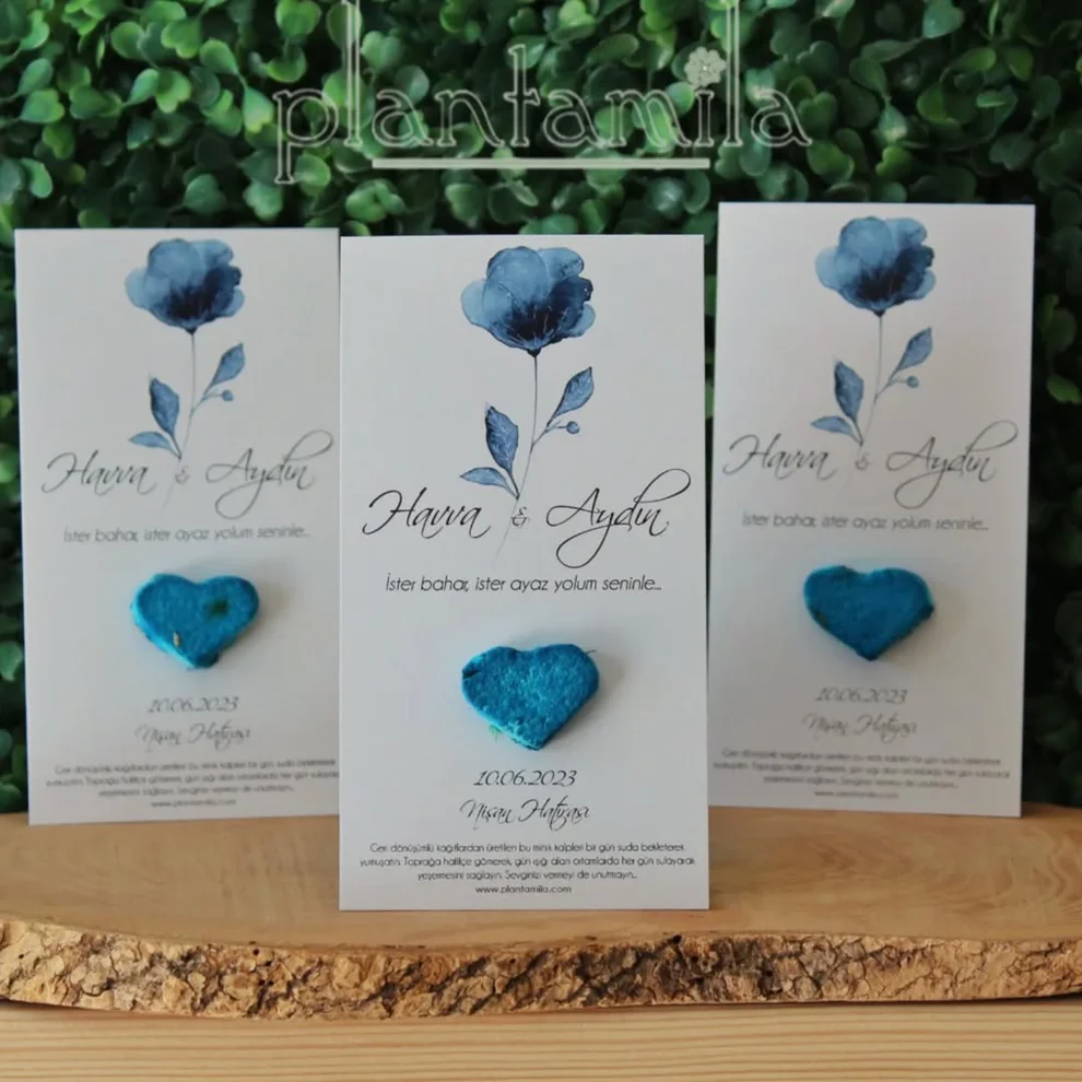 Plantamila - Mavi Kalp Detaylı Tohum Kartı