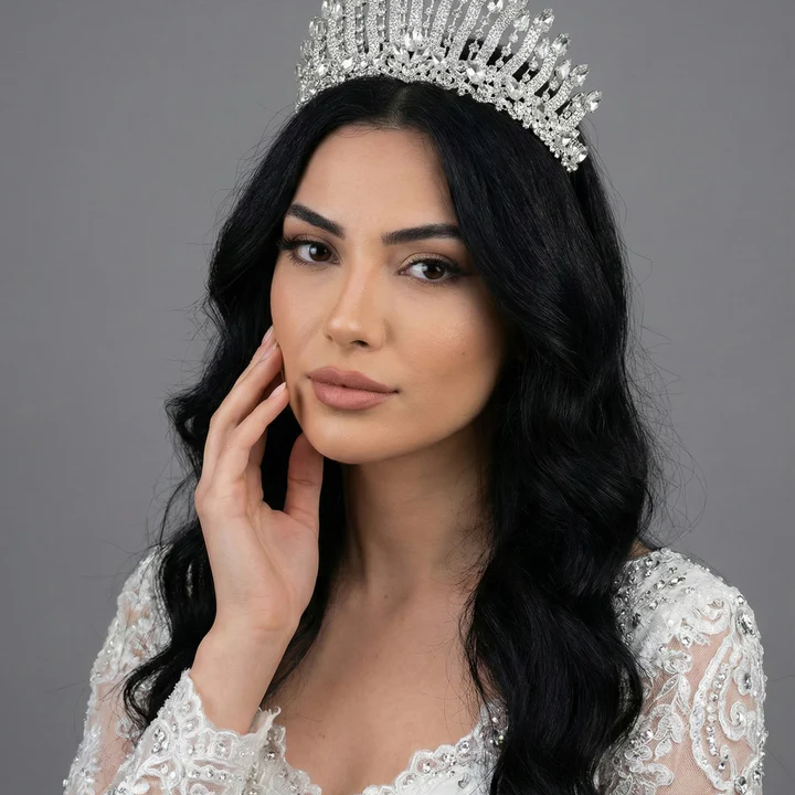 Gelinaksesuari - Işıltılı Gelin Tacı – Kristal Taşlı Gösterişli Model | 6122