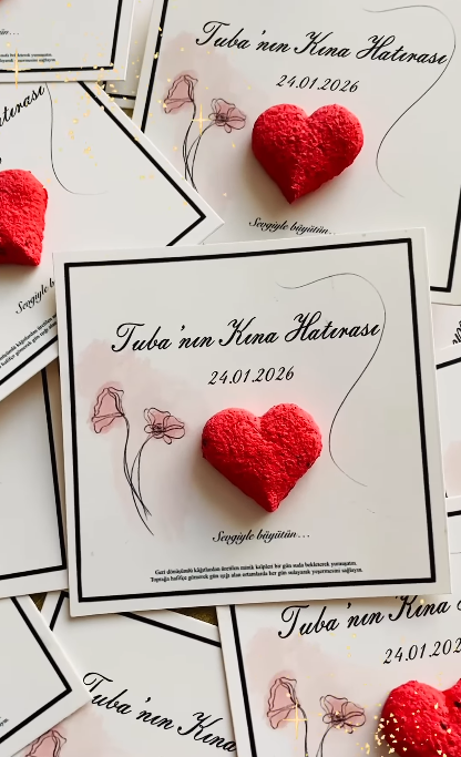 My Design - Sade Çiçek Motifli Kına Hatırası Tohum Kartı