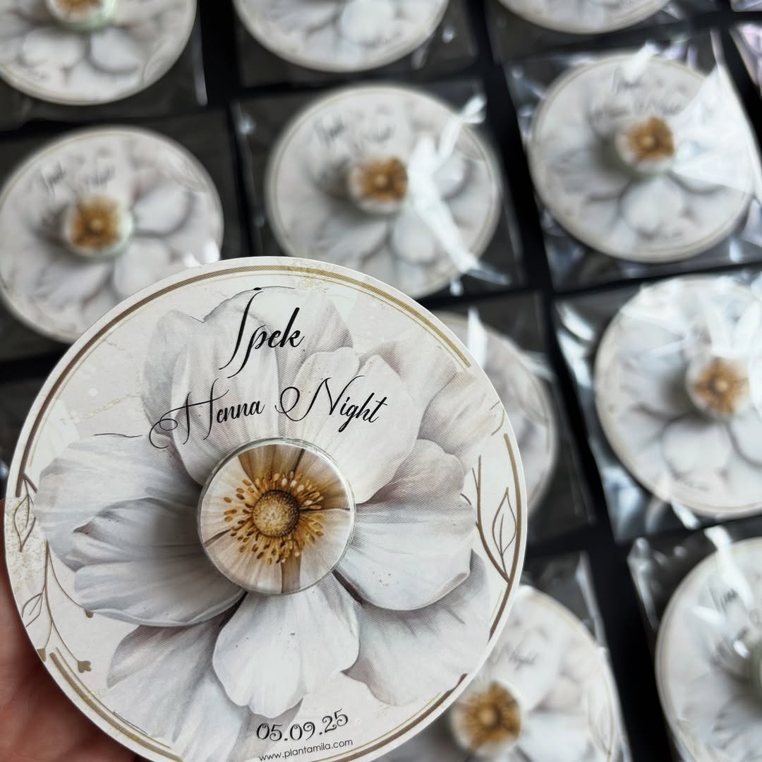 Plantamila - Yuvarlak Beyaz Çiçek Kartlı Mini El Kremi