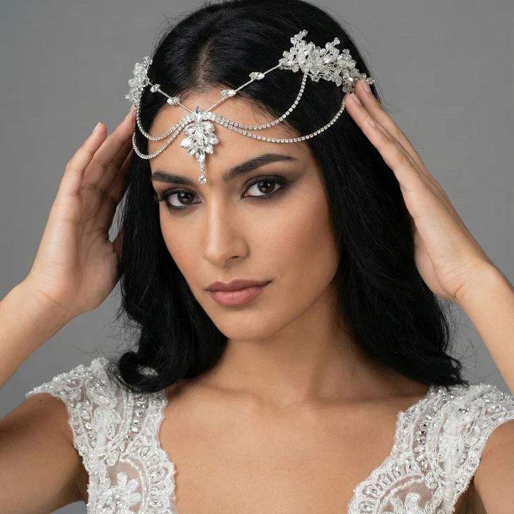 Gelinaksesuari - El Yapımı Kristal Alınlık Taç | 6207