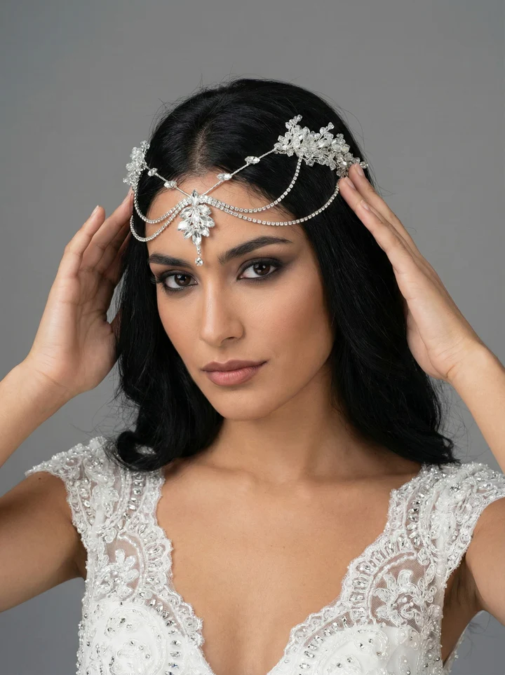 Gelinaksesuari - El Yapımı Kristal Alınlık Taç | 6207