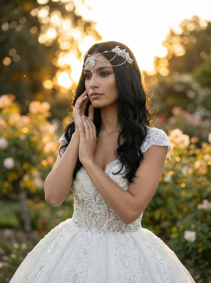 Gelinaksesuari - El Yapımı Kristal Alınlık Taç | 6207